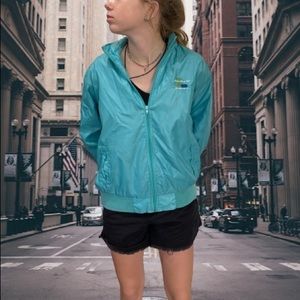 Vintage IZOD Club blue teal jacket windbreaker hooded XL